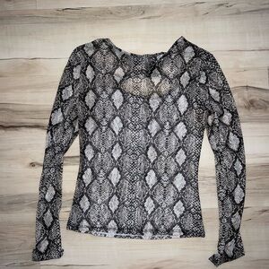 Snake print mesh top
